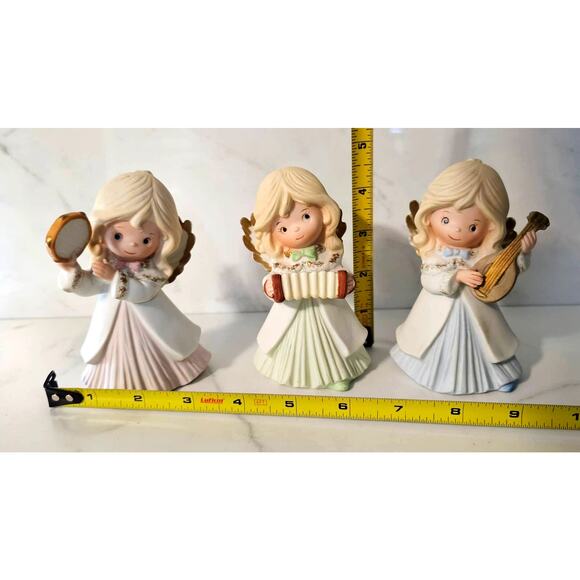 Vintage Trio Homeco Musical Christmas Angels - Hand Painted Porcelain Figurines - Picture 8 of 8